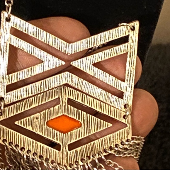 NWT Paparazzi Tribal By Fire Orange Long Chain Necklace and Earrings Set - Picture 5 of 11